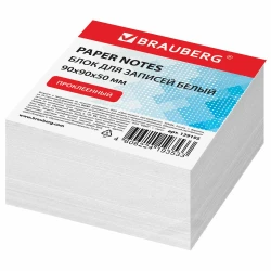 Блок для записей BRAUBERG проклеенный, куб 9х9х5 см, белый, белизна 95-98%